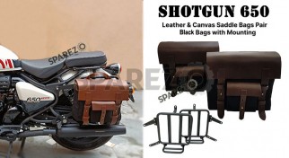 Fit For Royal Enfield Shotgun 650 Black Canvas Pannier Saddle Bags with Mounting